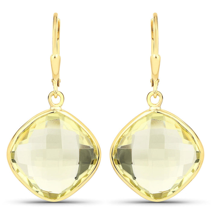 21.40 Carat Genuine Lemon Quartz .925 Sterling Silver Earrings by Bids.com