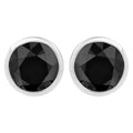 .925 Sterling Silver 4.00 Cttw Round Brilliant-Cut Black Diamond Bezel-Set Stud Earrings with Screw Backs (Fancy Color-Enhanced, I2-I3 Clarity) by Bids.com