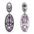 12.45 Carat Genuine Amethyst and Black Spinel .925 Sterling Silver Earrings by Bids.com