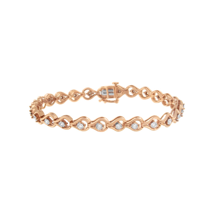.925 Sterling Silver 1/4 Cttw Diamond Miracle-Set Teardrop Shaped 7â€ Link Bracelet (I-J Color, I3 Clarity) by Bids.com