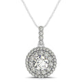 14k White Gold Diamond Halo Round Shape Pendant (1 1/4 cttw) by Bids.com
