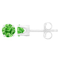 .925 Sterling Silver 1/5 Cttw Round Brilliant-Cut Green Diamond Classic 4-Prong Stud Earrings (Fancy Color-Enhanced, I2-I3 Clarity) by Bids.com