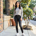 Paige Transcend Verdugo Skyline Mid Rise Skinny Jeans in Black Shadow, Size 24 by Vanessa Jane