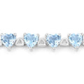 Heart Blue Topaz & Diamond Prong Silver Tennis Bracelet by Fine Color Jewels