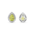 Silver Natural Pear Shaped Peridot Earrings & Necklace Jewelry Sets by Fine Color Jewels