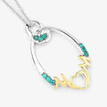 Round Green Emerald Prong Silver Mom Heart Pendant Necklace by Fine Color Jewels