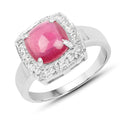 3.31 Carat Glass Filled Ruby and White Topaz .925 Sterling Silver Ring by Bids.com