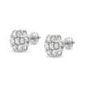 14K White Gold 3 cttw Prong Set Round-Cut Diamond Floral Cluster Stud Earring (I-J Color, SI1-SI2 Clarity) by Bids.com