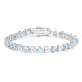7.50 Ct Heart Blue Topaz & Diamond Prong Silver Tennis Bracelet by Fine Color Jewels