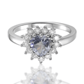 Aquamarine Halo Heart Ring by Fine Color Jewels