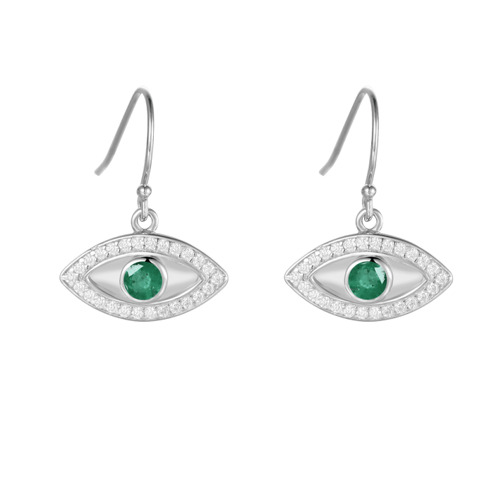 Emerald Evil Eye Earrings by Fine Color Jewels