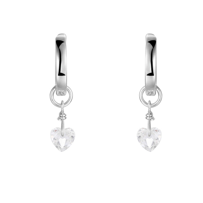 White Topaz Heart Earrings by Fine Color Jewels