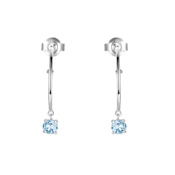 Blue Topaz Open Hoop Earrings by Fine Color Jewels