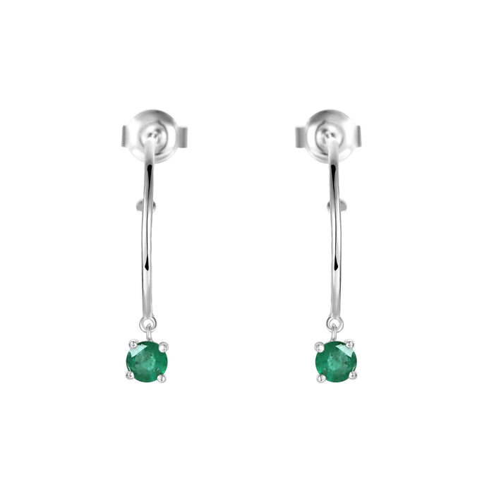 Emerald Open Hoop Earrings by Fine Color Jewels
