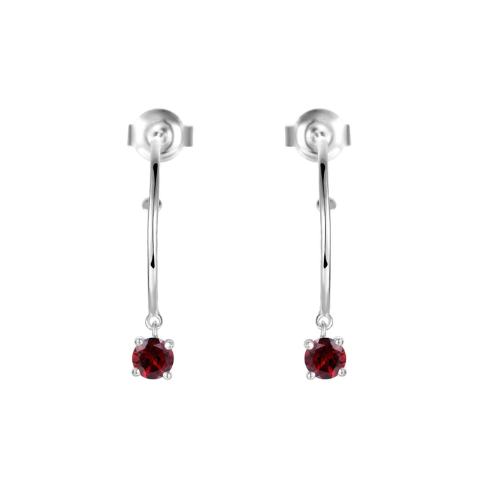 Garnet Open Hoop Earrings by Fine Color Jewels