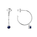 Blue Sapphire Open Hoop Earrings by Fine Color Jewels