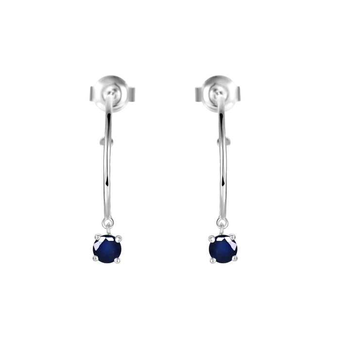 Blue Sapphire Open Hoop Earrings by Fine Color Jewels