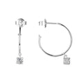 White Topaz Open Hoop Earrings by Fine Color Jewels