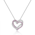 Pink Sapphire Open Heart Necklace by Fine Color Jewels