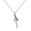 Petite Round Genuine Blue Sapphire Pendant Necklace with White Sapphire by Fine Color Jewels
