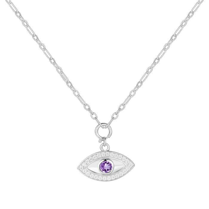 Amethyst Evil Eye Necklace by Fine Color Jewels