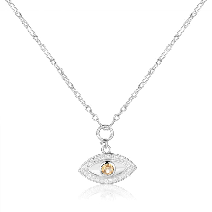 Citrine Evil Eye Necklace by Fine Color Jewels