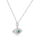 Emerald Evil Eye Necklace by Fine Color Jewels