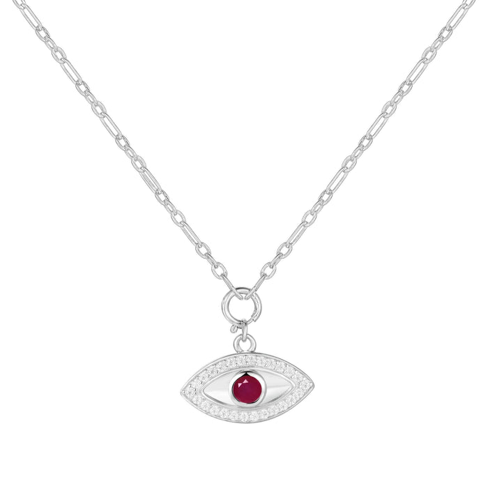 Ruby Evil Eye Necklace by Fine Color Jewels