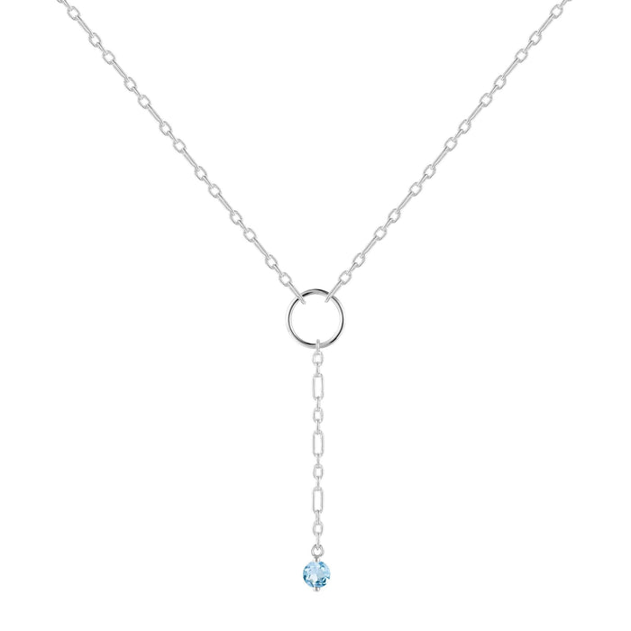 Blue Topaz Drop Necklace by Fine Color Jewels
