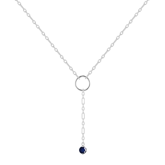 Blue Sapphire Drop Necklace by Fine Color Jewels
