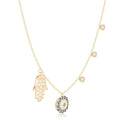 Sapphire Layering Evil Eye and Hamsa Necklace by Fine Color Jewels