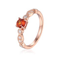 0.89 Ct Round Orange Spessartite Garnet Prong Silver Solitaire Ring by Fine Color Jewels
