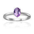 1 Ct Oval Purple Amethyst Prong Silver Solitaire Ring by Fine Color Jewels