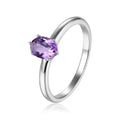 1 Ct Oval Purple Amethyst Prong Silver Solitaire Ring by Fine Color Jewels