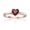 1.00 Ct Heart Red Garnet Prong Silver Solitaire Ring