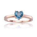 Blue Topaz Solitaire Heart Ring by Fine Color Jewels