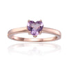 0.85 Ct Heart Pink Amethyst Prong Silver Solitaire Ring