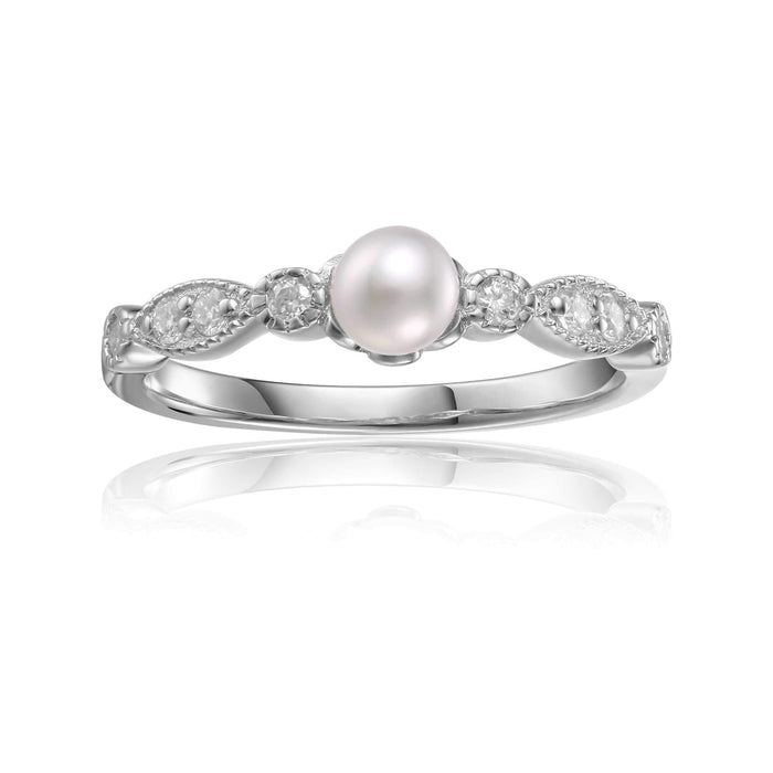 Round Pearl Solitaire Ring by Fine Color Jewels