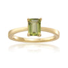 Octagon Green Peridot Prong Silver Solitaire Ring