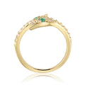 Round Green Emerald Prong Yellow Gold Over Silver Snake Bypass Ring by Fine Color Jewels