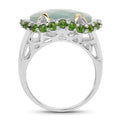 Two Tone Plated 9.12 Carat Genuine Milky Aquamarine and Chrome Diopside .925 Sterling Silver Ring by Bids.com