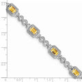 Genuine Citrine Diamond Infinity Link Bracelet by Fine Color Jewels