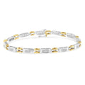 10K Two-Tone Gold Princess Cut Diamond Geo Link Bracelet (1.00 cttw, H-I Color, SI1-SI2 Clarity) by Bids.com