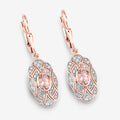 Oval Pink Morganite Bezel 18K Rose Gold Plated Silver Lever Back Dangle Earrings by Fine Color Jewels