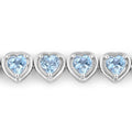 Heart Blue Topaz Prong Silver Tennis Bracelet by Fine Color Jewels