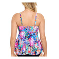 Swim Solutions Printed Lined Stretch Deep V Neck Adjustable Tankini by Vanessa Jane