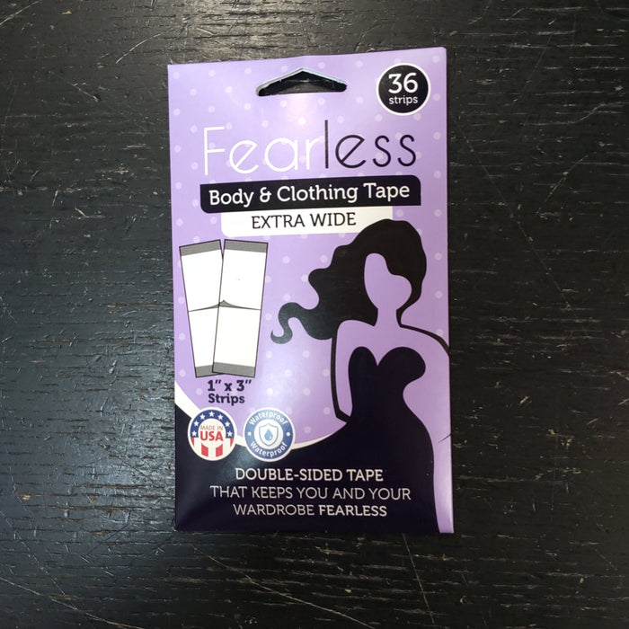 Fearless Tape Extra Wide Double-Sided Fashion & Body Tape, 36 Strips, Clear