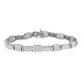 14K White Gold 2-1/2 Cttw Round-Brilliant & Baguette Cut Diamond 7" Alternating Flared Links Tennis Bracelet (H-I Color, SI1-SI2 Clarity) by Bids.com