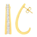 10K Yellow Gold 1 cttw Channel Set Diamond J-Hoop Earrings (H-I Clarity, I1-I2 Color) by Bids.com
