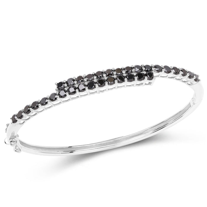 4.00 Carat Genuine Black Diamond .925 Sterling Silver Bangle by Bids.com